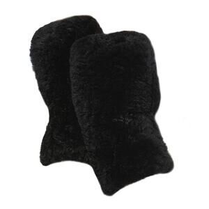 6453 Women Winter Knitted Rex Rabbit Fur Fingerless Glovess For Arm